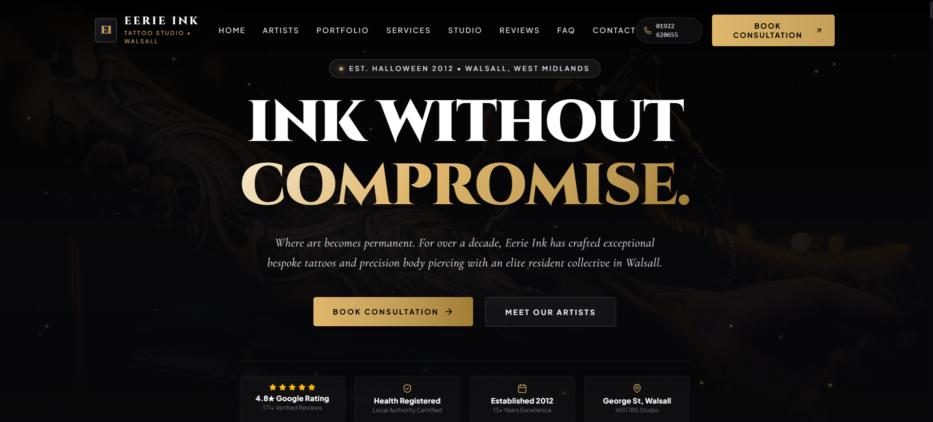 Tattoo & Piercing Studio Website Concept